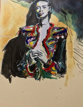 Load image into Gallery viewer, ISABELLA ROSSELLINI - framed painting in YSL in British Vogue 1989
