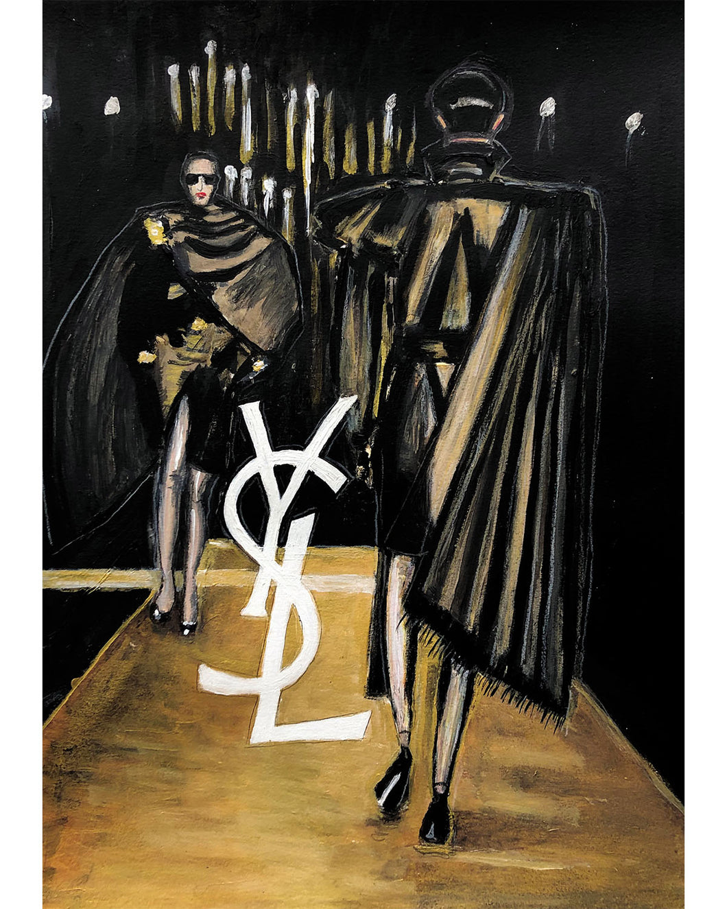 SAINT LAURENT - AW '23 illustration - two models on the runway (A3)