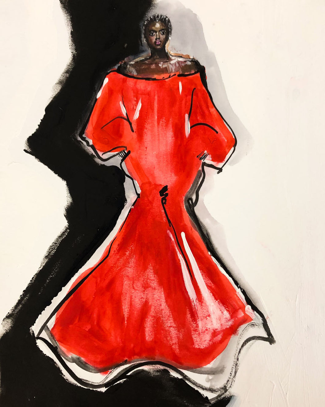 ALAIA -  S/F '22 red dress illustration